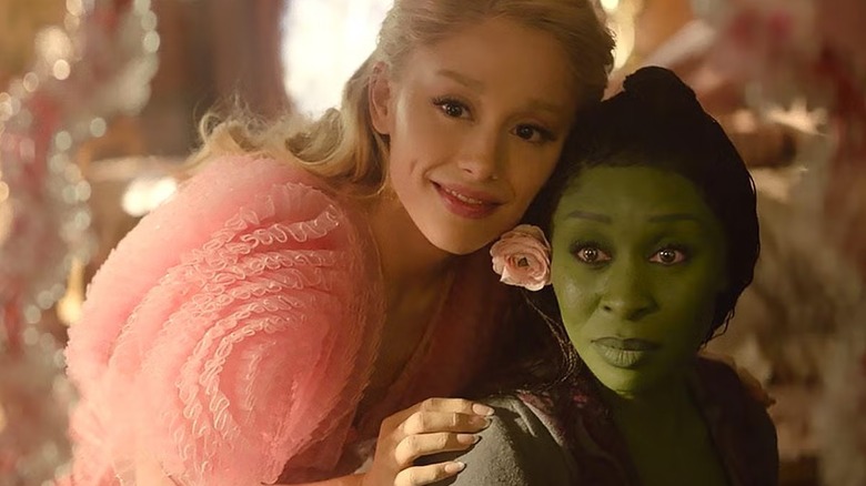 Galinda comforts Elphaba in "Wicked" (2024)