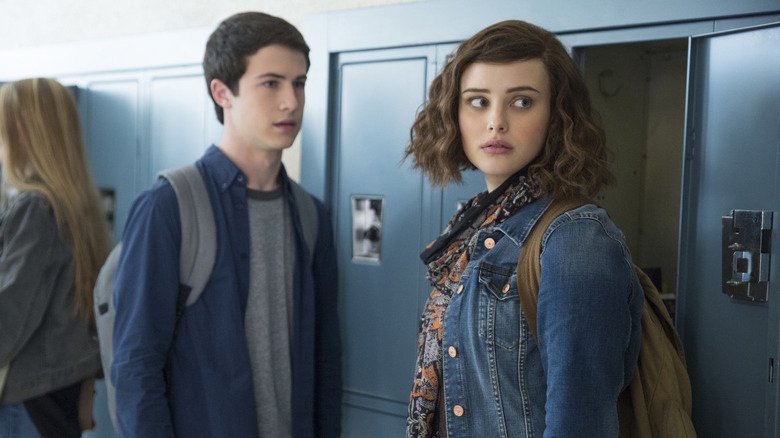 Clay and Hannah standing by lockers in "13 Reasons Why."