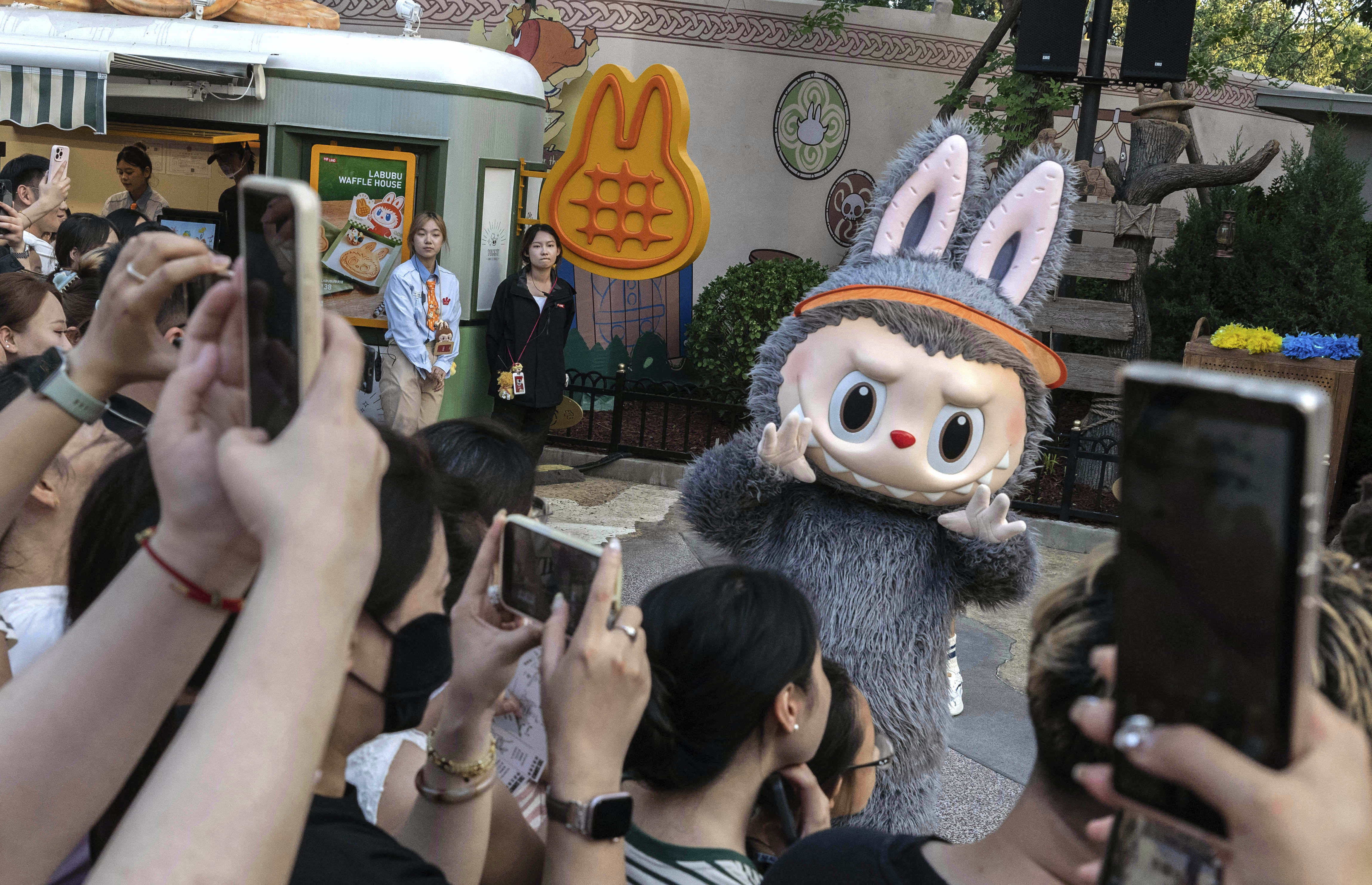 Labubu dancing at the Pop Land theme park in Beijing, China in July 2025