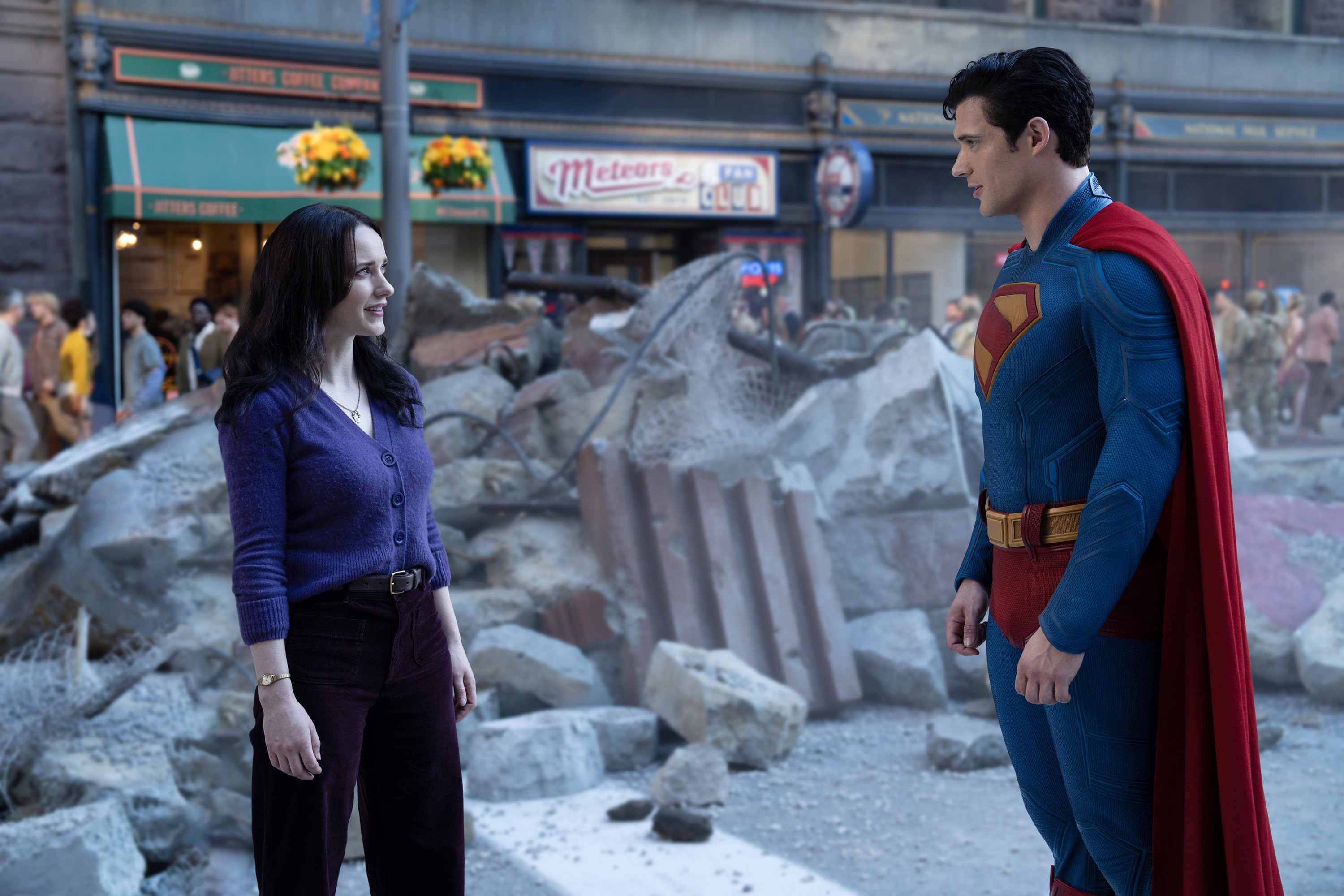 Rachel Brosnahan and David Corenswet in 'Superman'