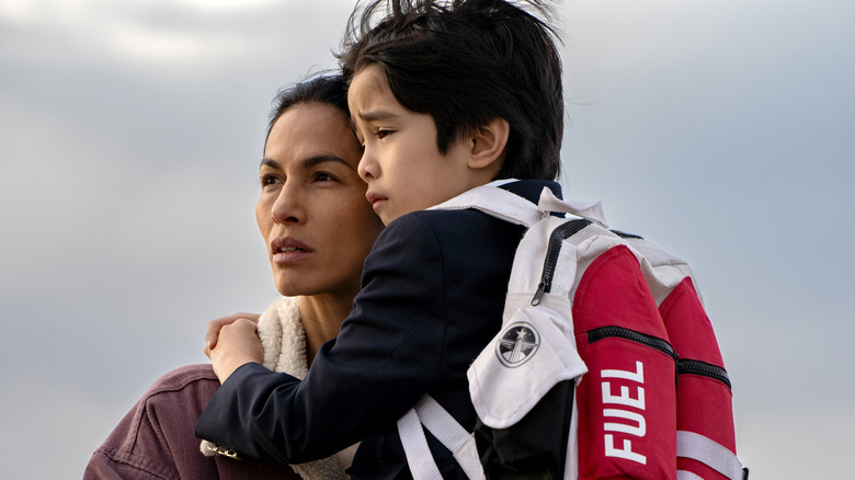 Thony and her son face the wind in "The Cleaning Lady"