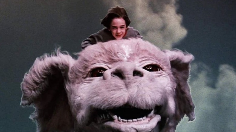 Barrett Oliver as Bastian riding Falkor at the end of "The NeverEnding Story"