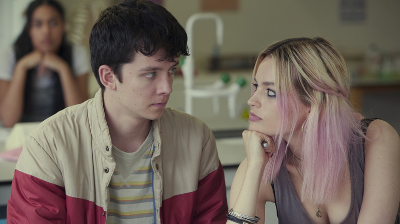 Otis and Maeve sitting together in "Sex Education."