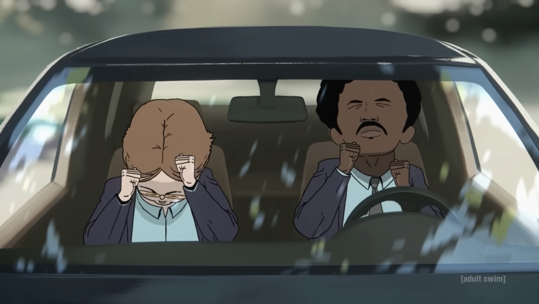 'Common Side Effects' stars Agent Capano and Harrington, shown here dancing in their car