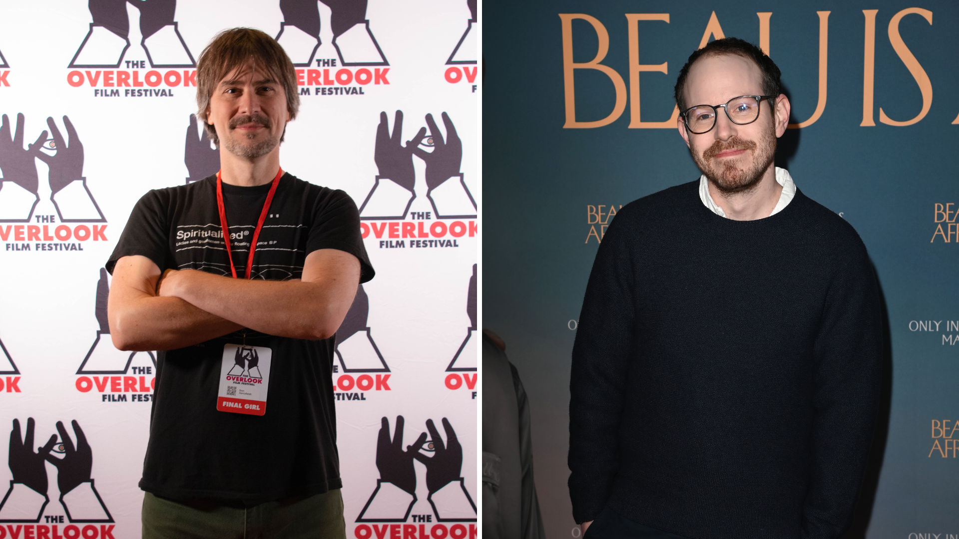 (Left to right): Don Hertzfeldt at The Over Look Film Festival and Ari Aster at the premiere for 'Beau Is Afraid'