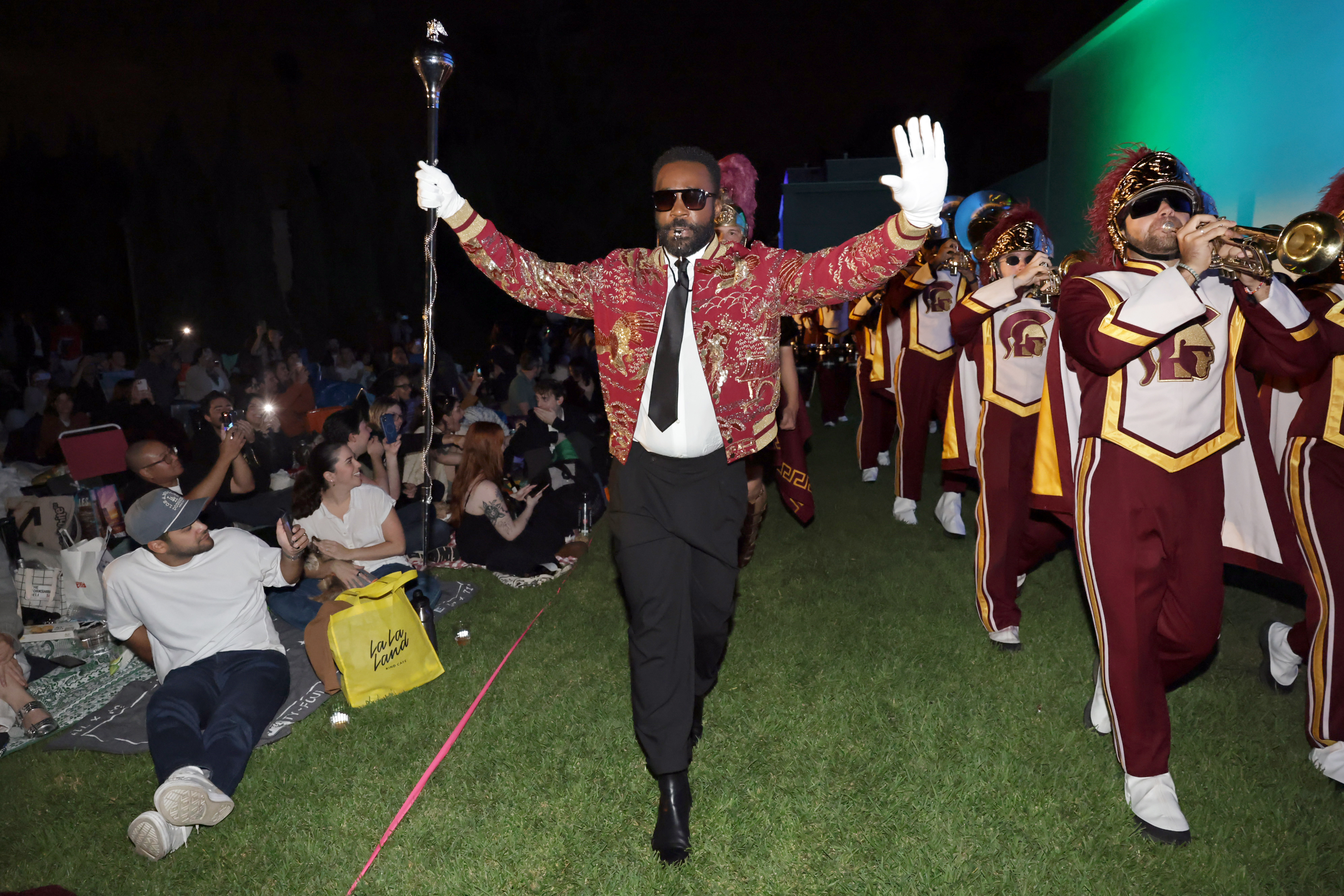 Tramell Tillman surprises Fans at 'Zoolander' Cinespia Screening with 'Severance' Finale Theme Marching Band Performance at the Hollywood Forever Cemetery on August 16, 2025 in Los Angeles, California.