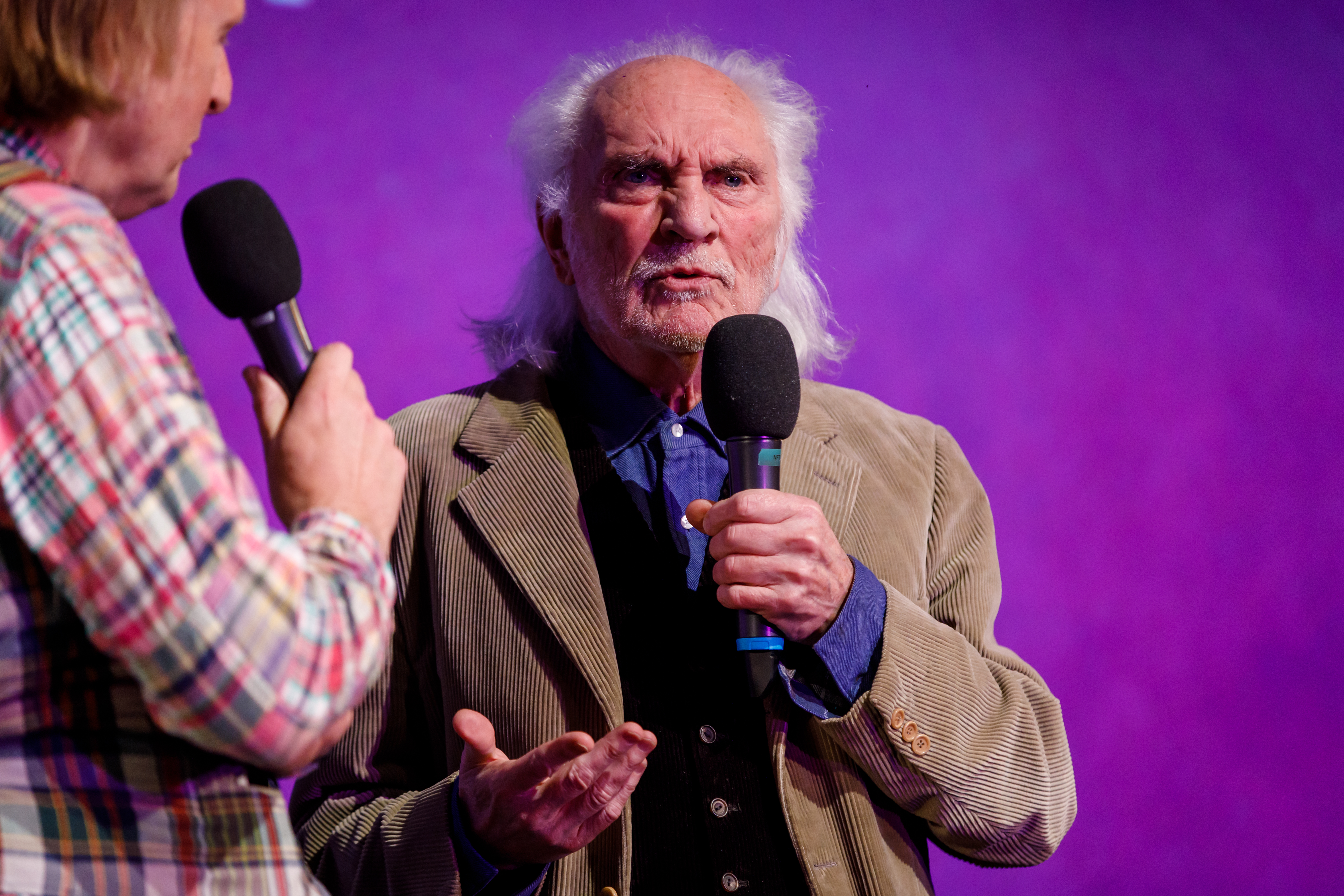 LONDON, ENGLAND - MARCH 23: Brian Robinson and Terence Stamp attend "The Adventures of Priscilla, Queen of the Desert" screening during 33rd BFI FLARE Film Festival at BFI Southbank on March 23, 2019 in London, England. (Photo by Tim Francis/Getty Images)
