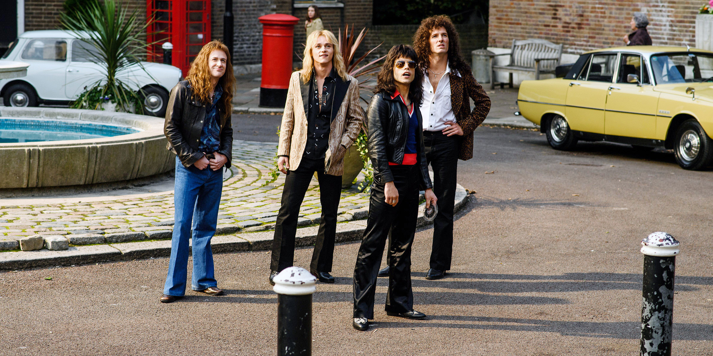 BOHEMIAN RHAPSODY, from left: Joseph Mazzello as John Deacon, Ben Hardy as Roger Taylor, Rami Malek as Freddie Mercury, Gwilym Lee as Brian May, 2018. ph: Alex Bailey / TM & copyright © Twentieth Century Fox Film Corp. All rights reserved. /Courtesy Everett Collection