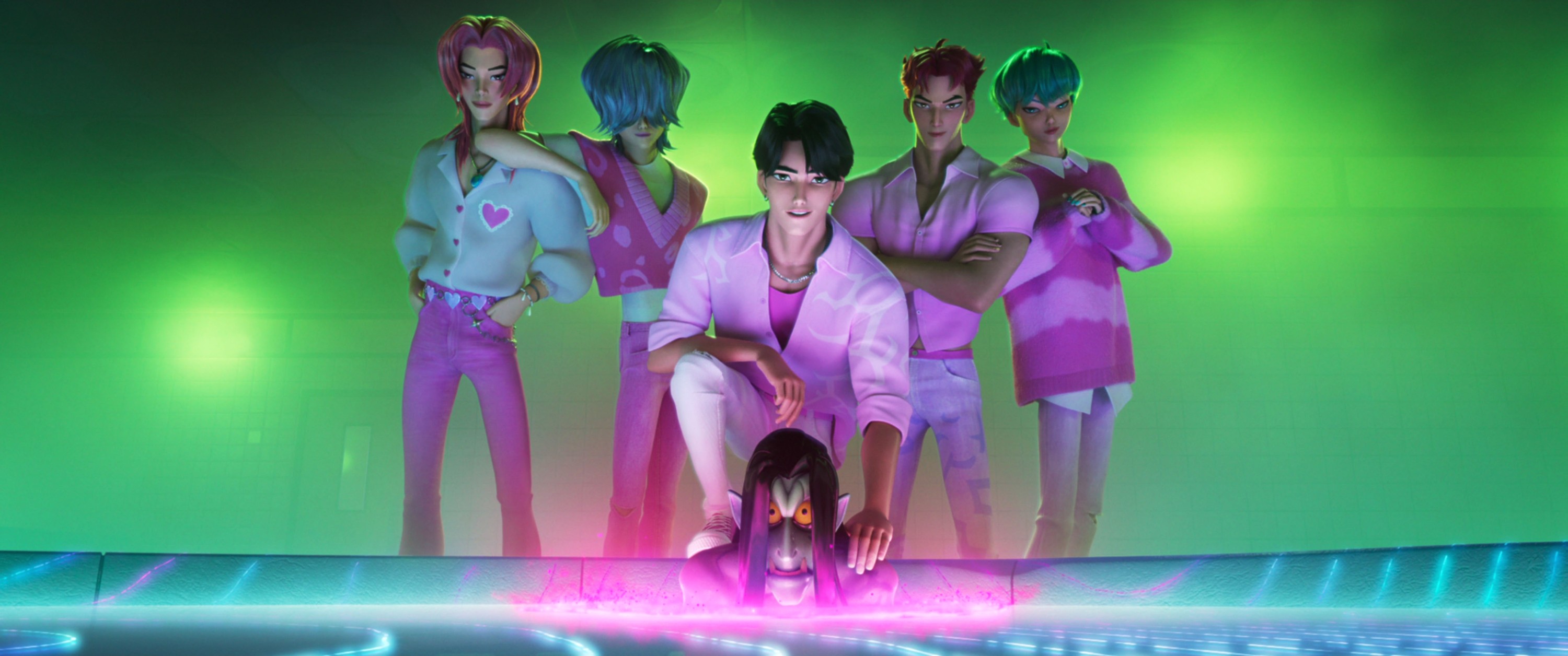 KPOP DEMON HUNTERS, (aka KPOP: DEMON HUNTERS), Juni (center, voice: Ahn Hyo-Seop), 2025. © Netflix / Courtesy Everett Collection
