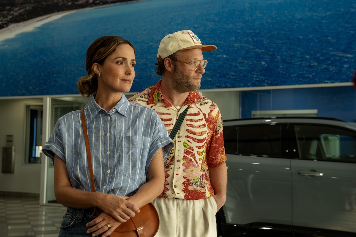 Rose Byrne and Seth Rogen in 'Platonic' Season 2, shown standing next to each other, looking content