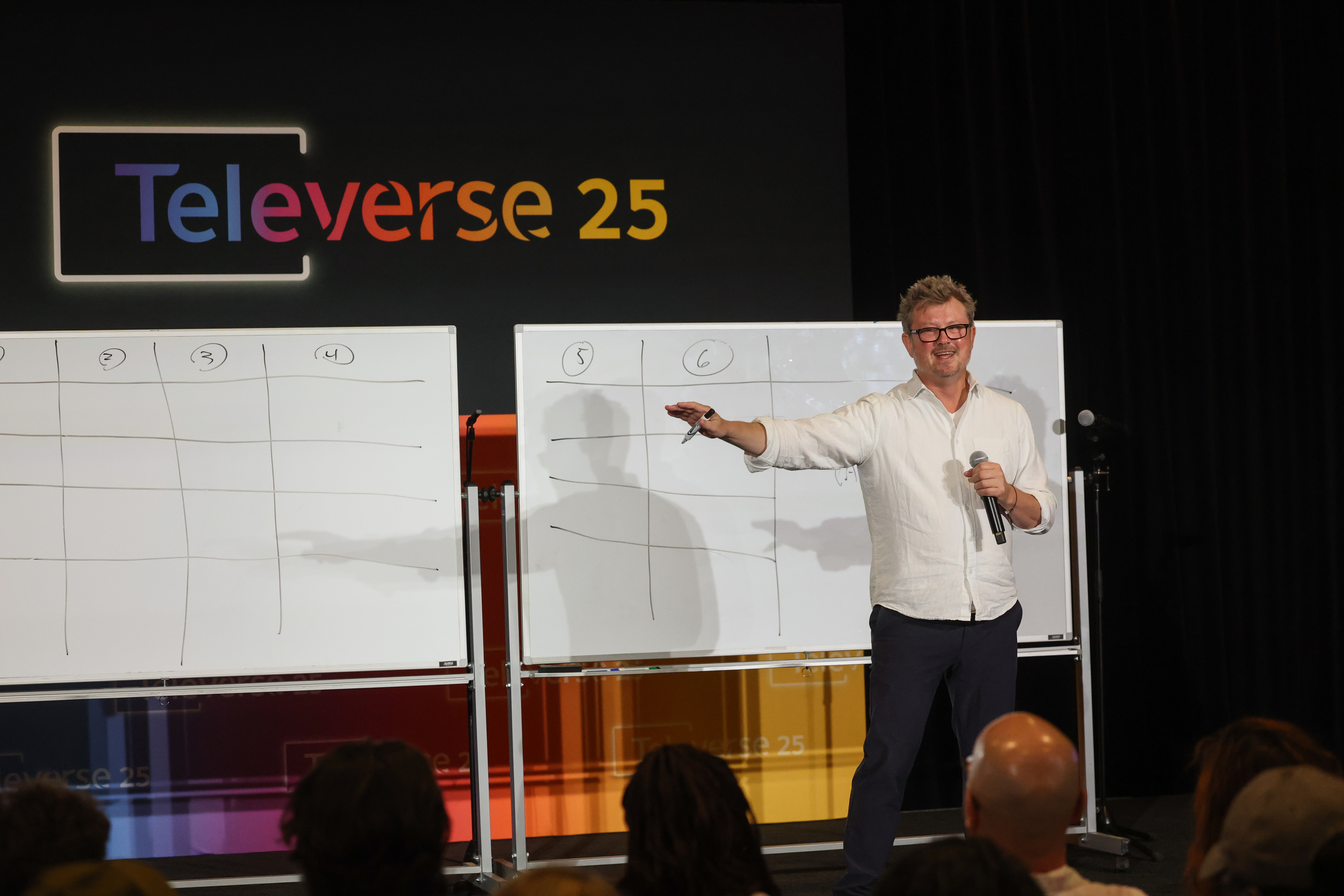Breaking Story with writer/producer Beau Willimon takes the audience inside the writes' room with a real-time demonstration of the story-breaking process, during Televerse 25, a festival by the Television Academy, on Thursday, Aug. 14, 2025 at the JW Marriott L.A. LIVE in Los Angeles.
