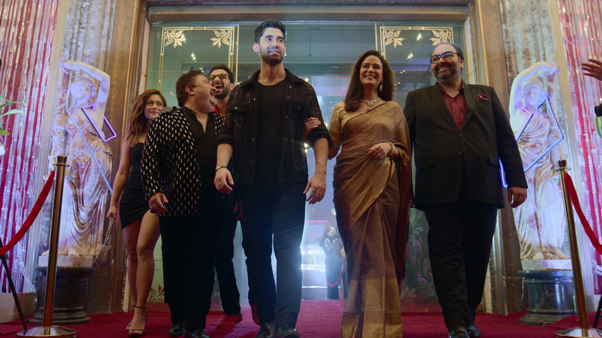 A group of people on a red carpet; still from 'The Ba***ds of Bollywood'