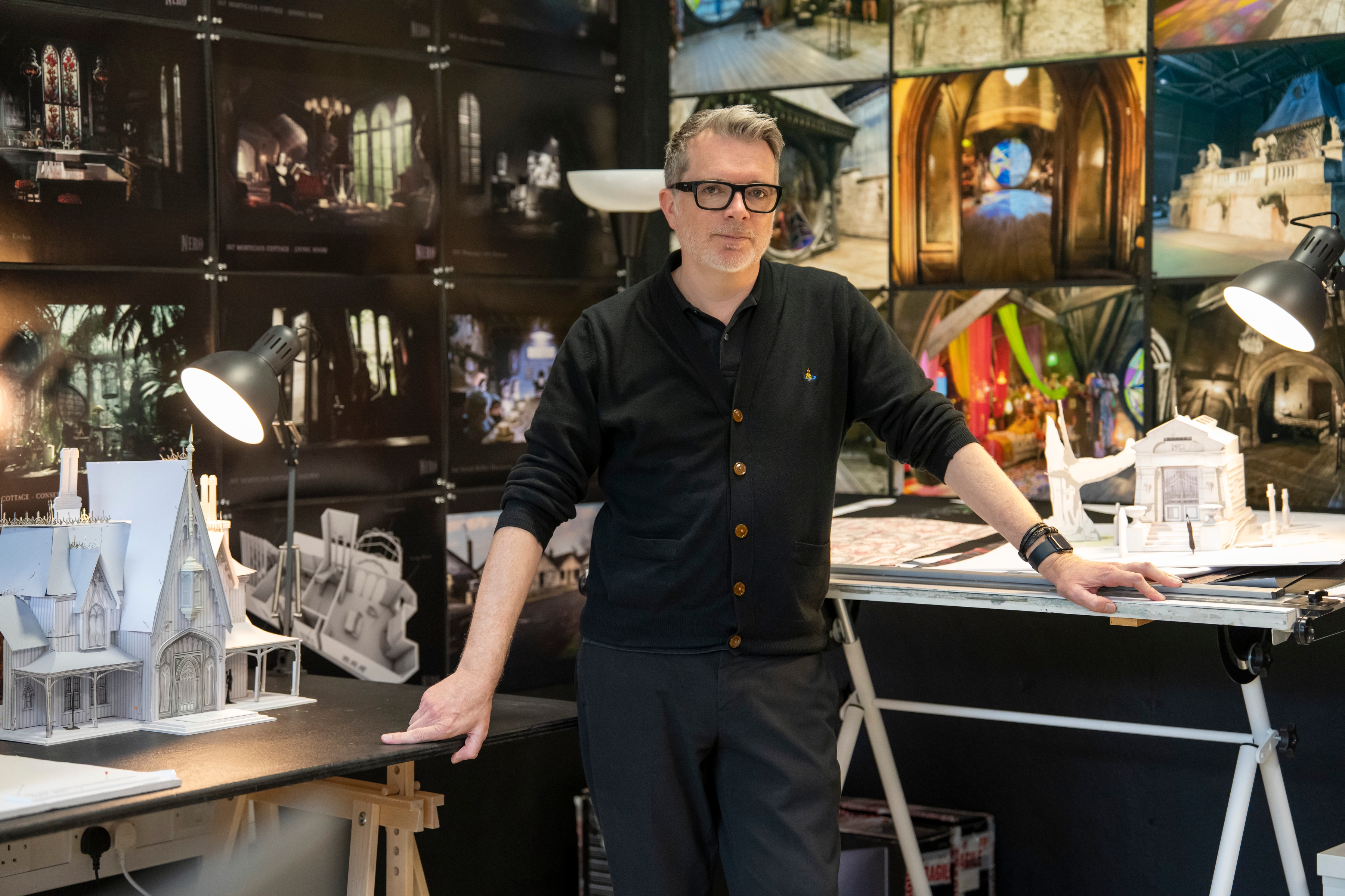 Wednesday. Production Designer Mark Scruton on the set of Wednesday season 2. Cr. Bernard Walsh/Netflix © 2025