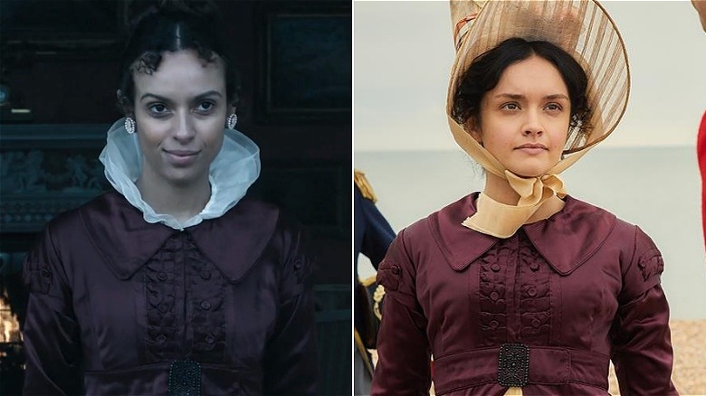 A purple dress worn in Napoleon (2023) and Vanity Fair (2018)
