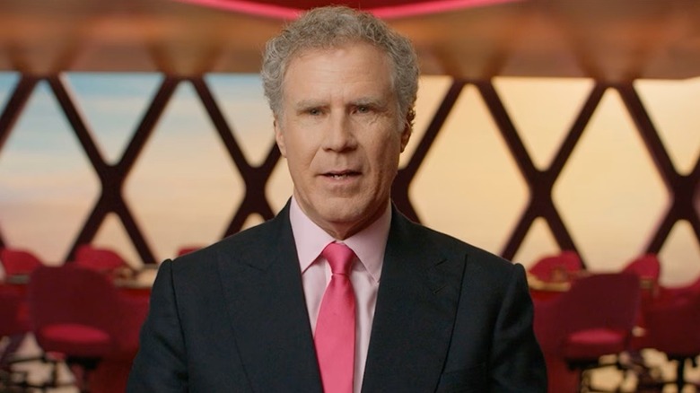 Mattel CEO standing in front of a window in Barbie (2023)