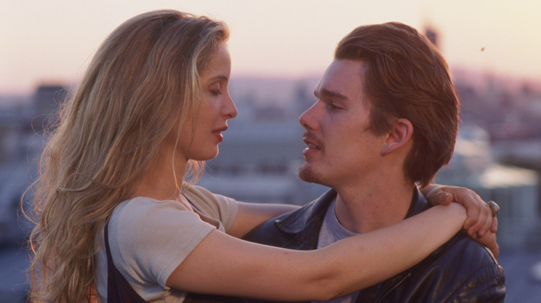 Jesse and Céline embracing in Before Sunrise