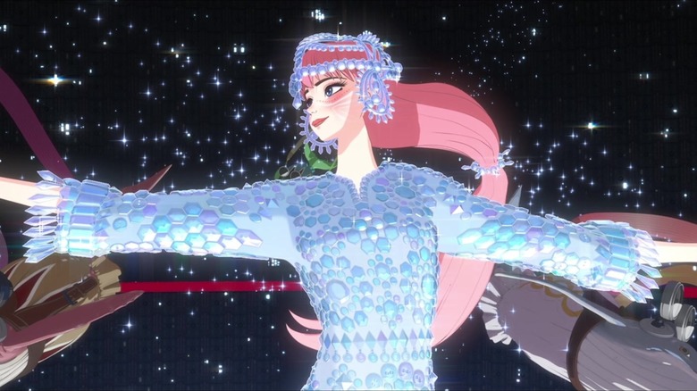 Belle wearing gem-studded dress in "Belle"