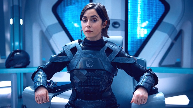 Nanette Cole sitting in the command chair in "Black Mirror"