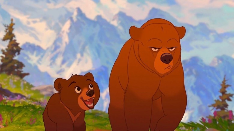 Kenai and Koda walk through the wilderness in Brother Bear (2003)