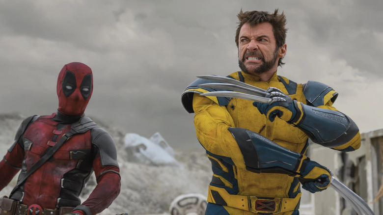 Deadpool and Wolverine prepare to fight in "Deadpool and Wolverine" (2024)