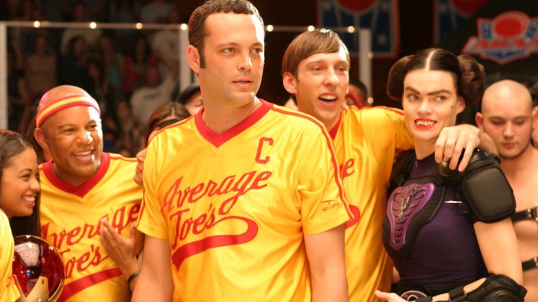 Peter and the rest of the Average Joe's crew celebrate in "Dodgeball" (2004)