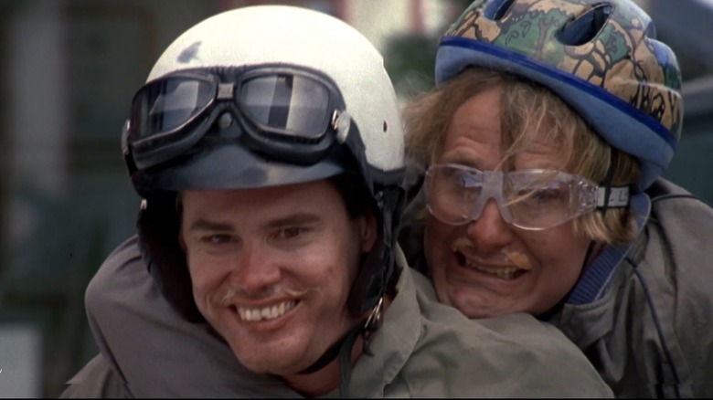 Llyod and Harry wearing bicycle helmets in "Dumb and Dumber" (1994)