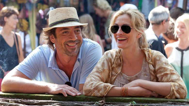 Elizabeth and Felipe smiling together in Eat Pray Love