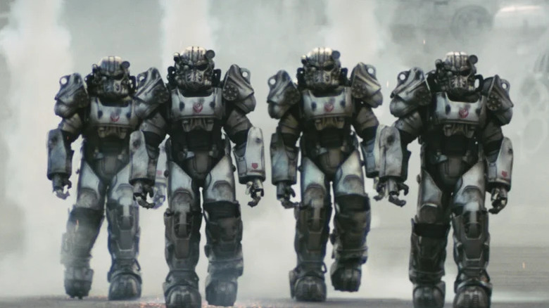 Armored Brotherhood of Steel soldiers march in "Fallout" (2024-present)