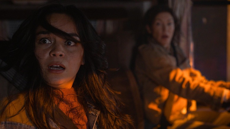 Stefani and her mom looking on in horror in "Final Destination Bloodlines" (2025)