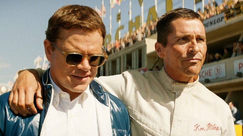 Carroll and Ken walk the race track in "Ford v Ferrari" (2019)