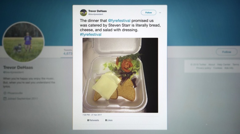 A social media post from FYRE: The Greatest Party That Never Happened (2018)