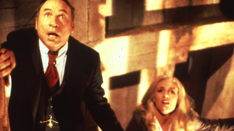 Dr. Richard Thorndyke and Veronica climb stairs in horror in "High Anxiety" (1977)