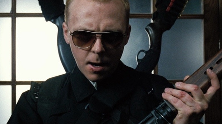 Nicholas getting all the guns in Hot Fuzz