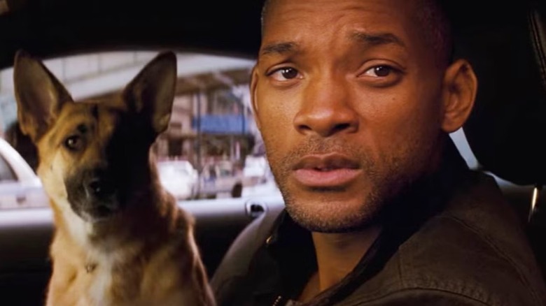 Robert and Sam sit in a car in "I Am Legend" (2007)