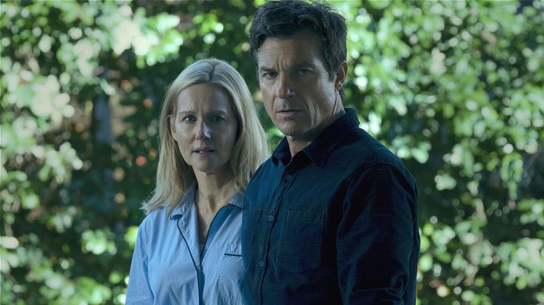 Wendy and Marty standing outside looking concerned in Ozark