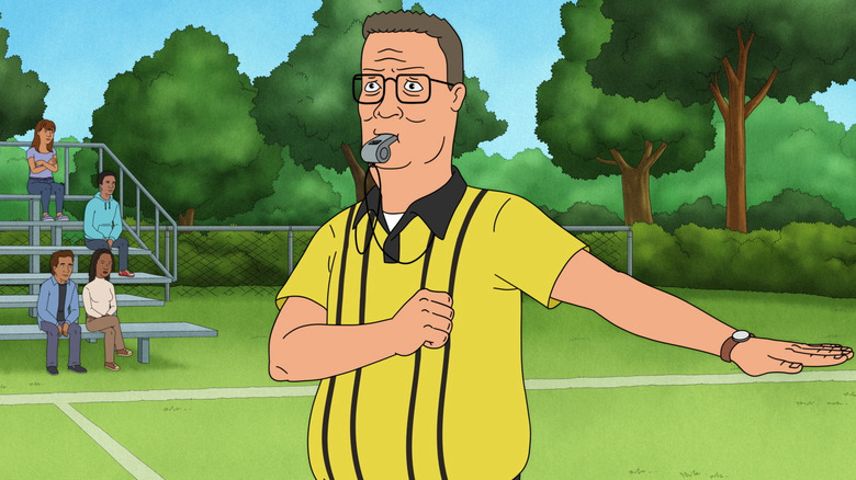 Hank blows a whistle in "King of the Hill"