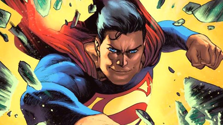 Superman breaking through rubble