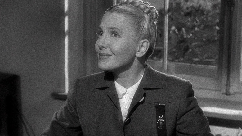 Congresswoman Phoebe Frost preparing to get to work in "A Foreign Affair" (1948)