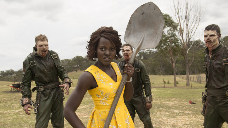Miss Caroline brandishes a shovel in "Little Monsters"
