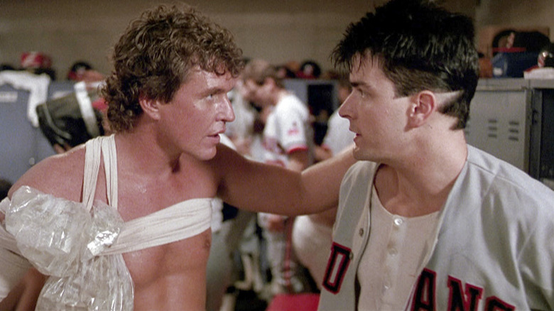 Jake talks to Ricky in the locker room in "Major League" (1989)