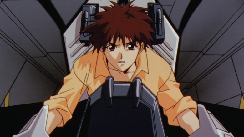 Akito in a mech cockpit in "Martian Successor Nadesico" (1996-1997)