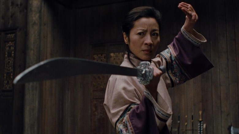 Yu Shu holds her sword and prepares for a fight in "Crouching Tiger, Hidden Dragon" (2000)