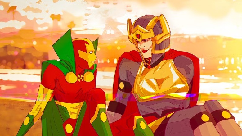 Mister Miracle and Big Barda sitting on the beach together