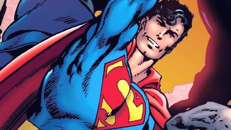 Superman smiling while flying