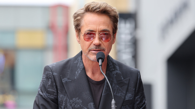 Robert Downey Jr. speaks at an event.