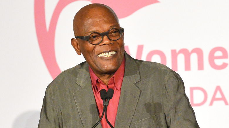 Sam Jackson speaks at an event.