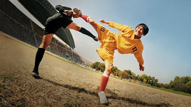 Sing kicking an opponent in "Shaolin Soccer" (2004)