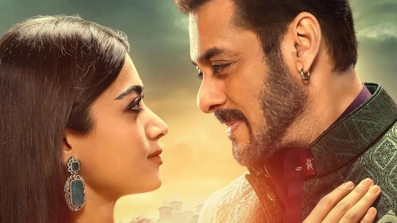 A moment of tendeness between the leads of Sikandar (2025)