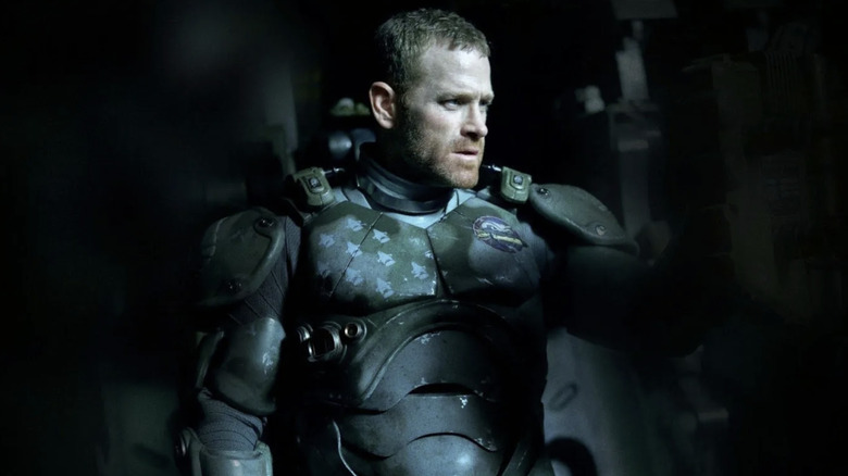 Mark Clyne armors up in "Spectral" (2016)