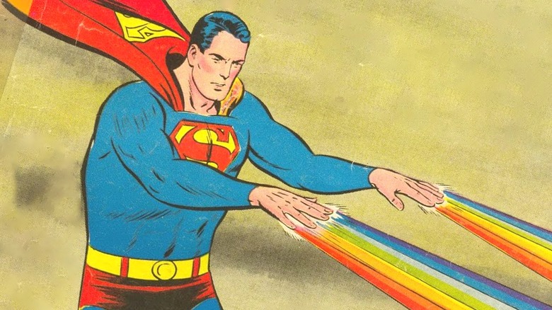 Superman shooting little Supermen from his fingertips